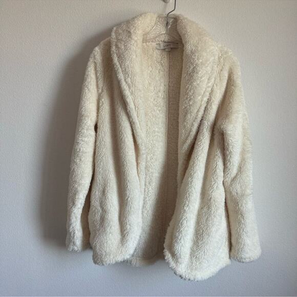 LOFT Faux Sherpa Shawl Collar Teddy Jacket Size: M - Picture 2 of 10